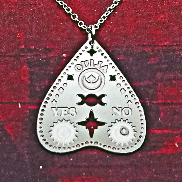 Baroque Vintage Jewelry - Triple Goddess Ouija Planchette Silver Necklace